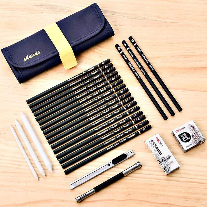 Deli Art Sketching Kit Drawing Pencil Set Of 27pcs - thestationerycompany.pk