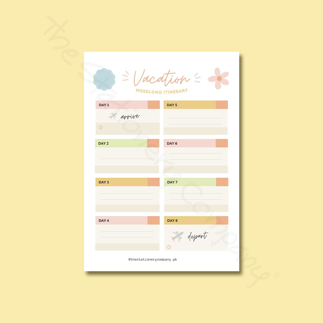 Vacations Weekly Planner