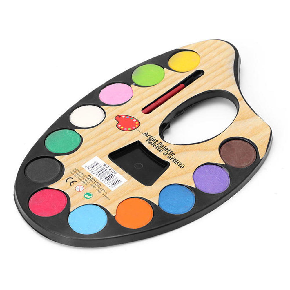 Water Color Artist Palette With Paint Brush
