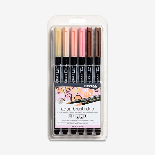 Lyra Aqua Brush Duo Marker Pack Of 6 Skin Tone - thestationerycompany.pk