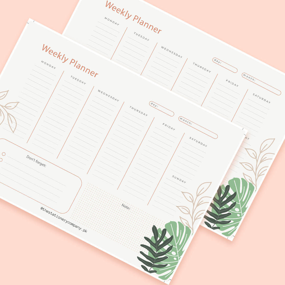 Green Leaf Weekly Planner Style One