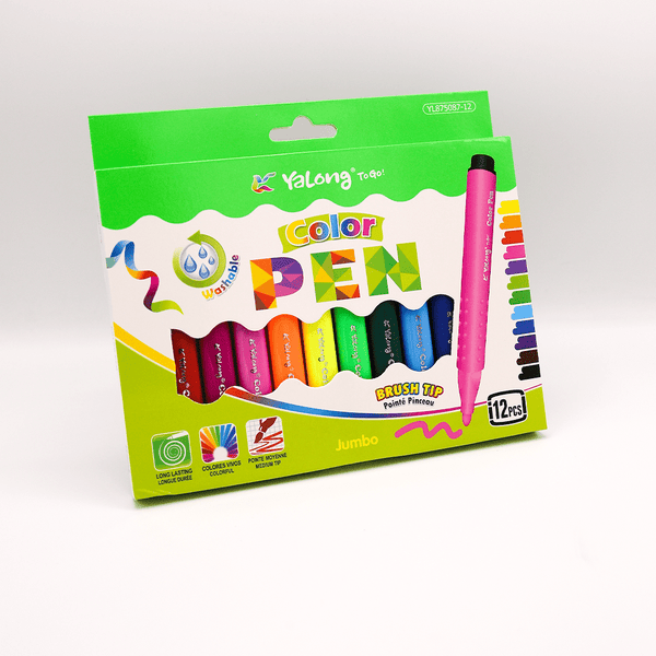 Yalong Brush Tip Jumbo Color Pen Pack Of 12 - thestationerycompany.pk